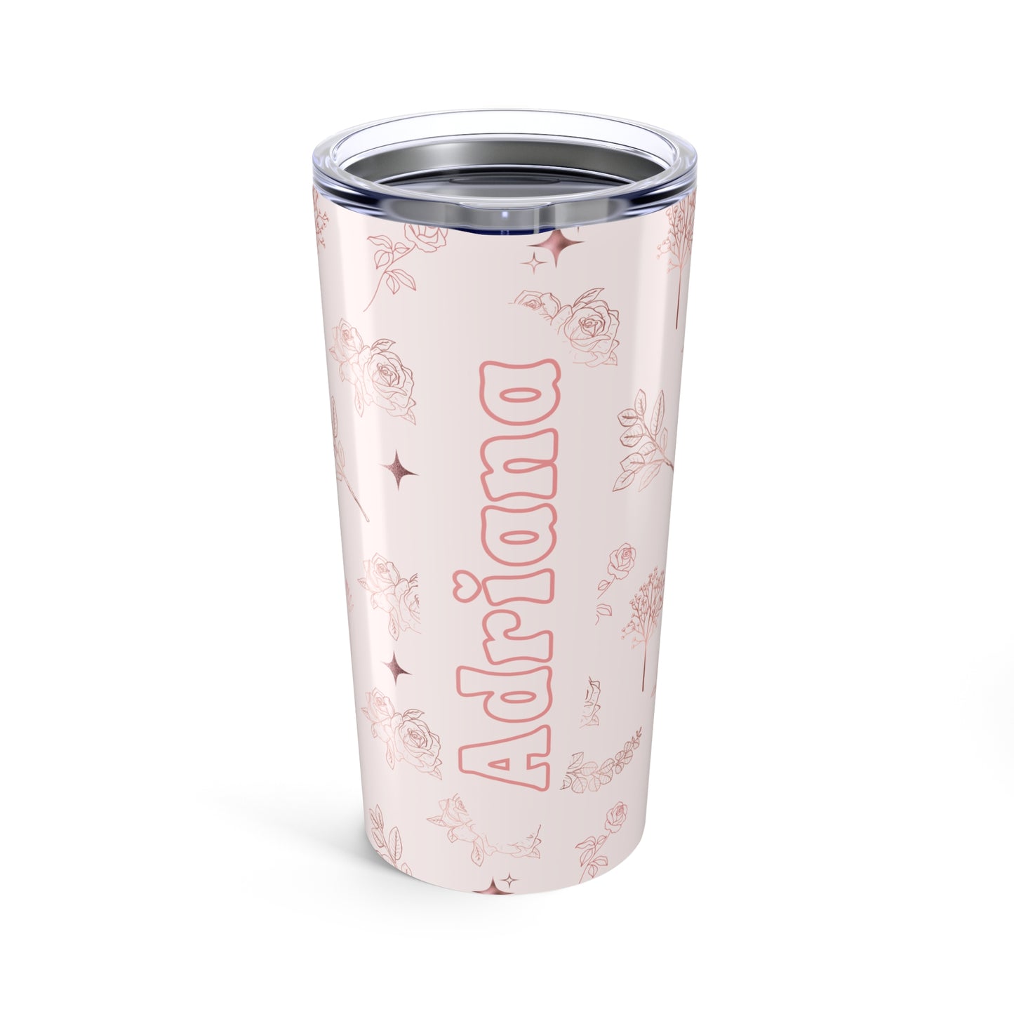 Personalized Pink Floral Insulated Tumbler, 20oz