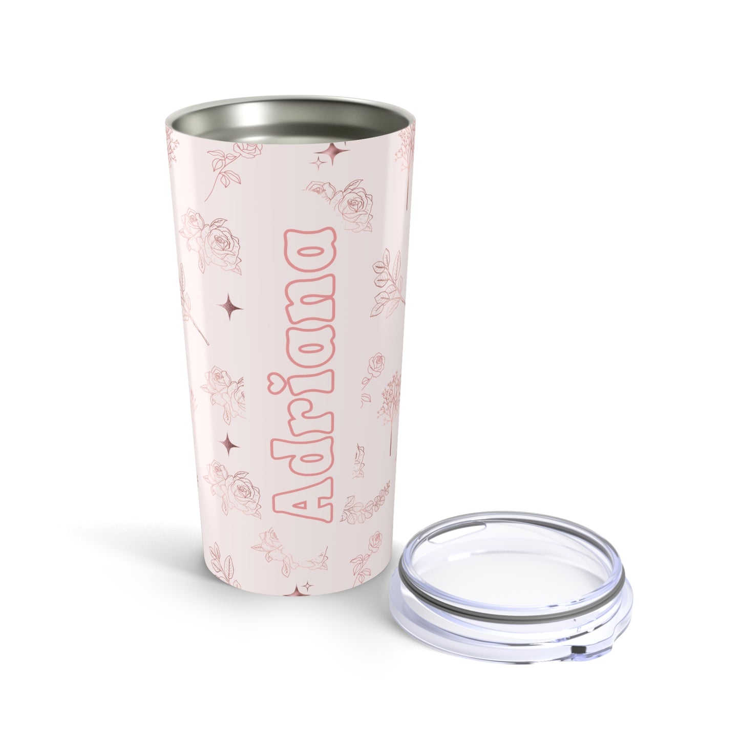 Personalized Pink Floral Insulated Tumbler, 20oz